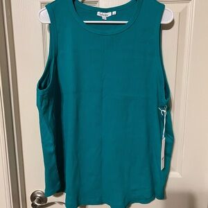 NWT Chico's Ribbed Teal Sleeveless Top Size 4